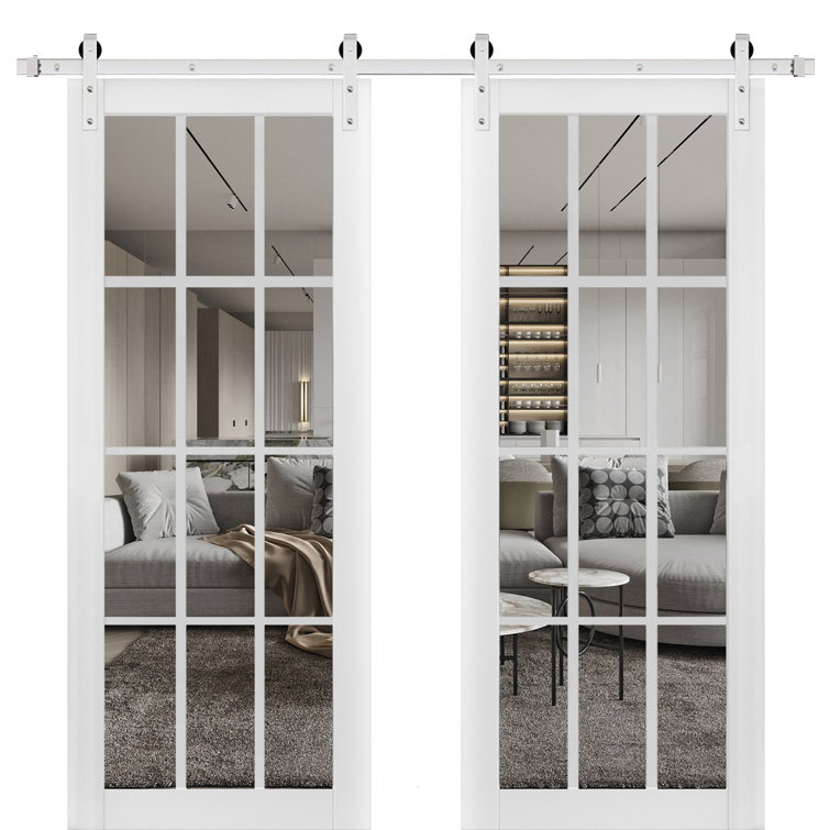 SARTODOORS Glass Barn Door with Installation Hardware Kit Wayfair